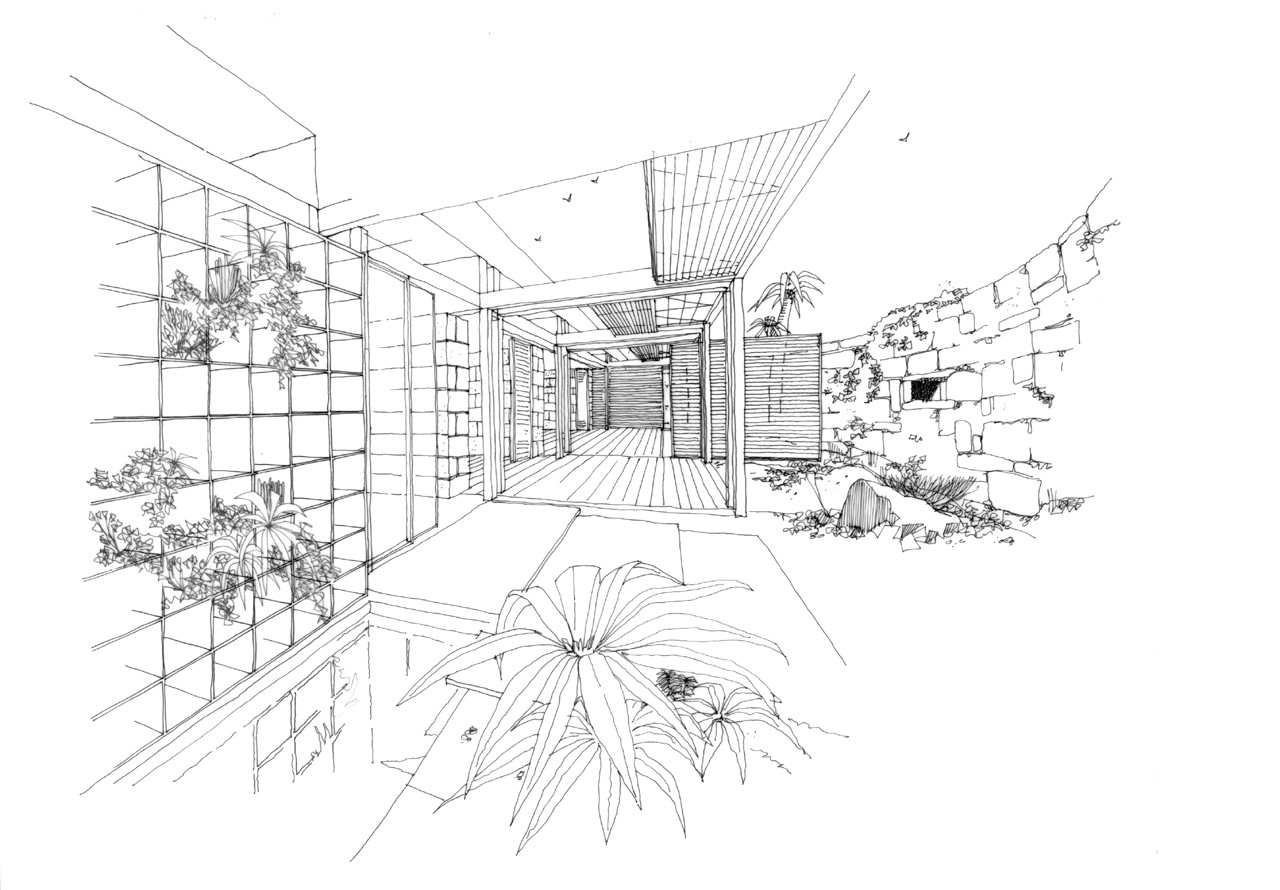 drawing of the Bioclimatic House