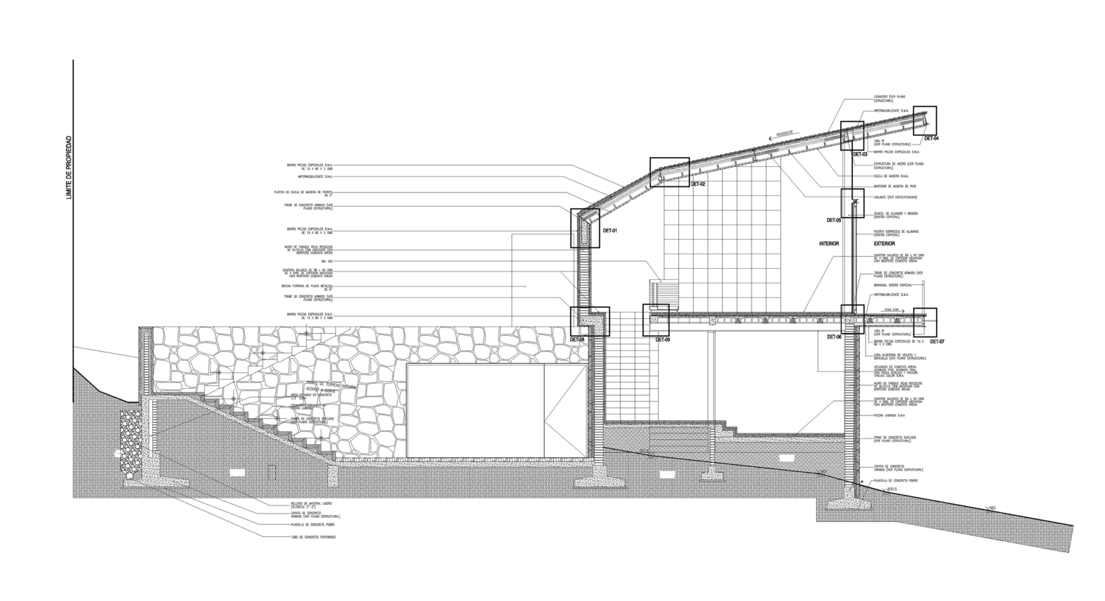 Casa en el bosque section drawing