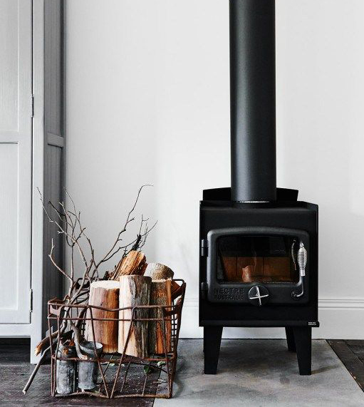 nectre fireplace image with basket of wood